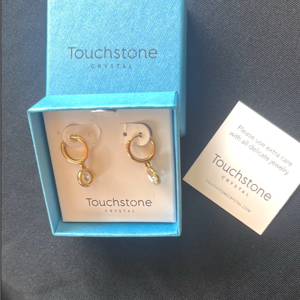 Touchstone Crystal Go To Earrings, Golden